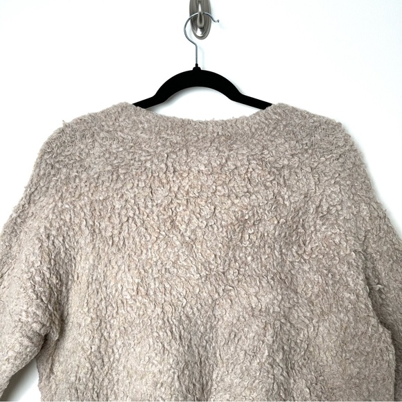 Maeve Anthropologie Fluffy Taupe Merino Wool Blend Oversized Cropped Sweater - Picture 11 of 12